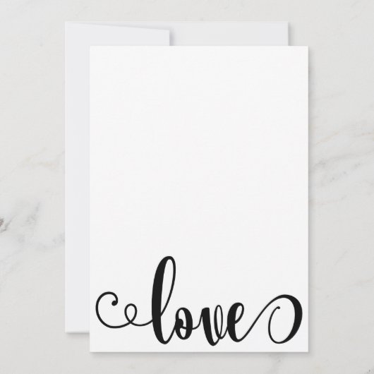 Fancy Script Letters Zwart & Wit Trouwen Kaart (Achterkant)