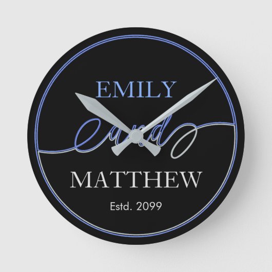 Fancy script met een paar namen wandklok (Voorkant)