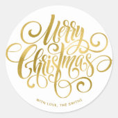 Fancy script met Gold Foil bedrukt met "pretkerst" Ronde Sticker (Voorkant)
