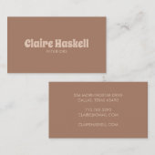 Fancy script Mocha Mousse Tan Beige Chic Minimal Visitekaartje (Voorkant / Achterkant)
