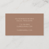 Fancy Script Mocha Mousse Tan Beige Chic Minimalis Visitekaartje (Achterkant)