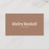 Fancy Script Mocha Mousse Tan Beige Chic Minimalis Visitekaartje (Voorkant)