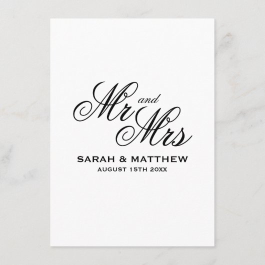 Fancy script Mr & Mrs logo bruiloft menu sjabloon (Achterkant)