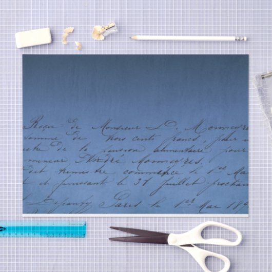 Fancy  Script op een blauwe achtergrond Tissuepapier (Craft)