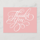 Fancy Script Powder Pink Thank You Card Briefkaart (Voorkant)