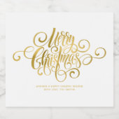 Fancy script "pretkerst" op maat sparkling wijnetiket (Enkel label)