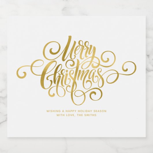 Fancy script "pretkerst" op maat sparkling wijnetiket (Enkel label)