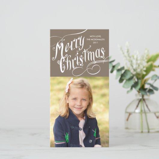 Fancy Script Prettig Kerstfeest Feestdagenkaart (Staand voorkant)