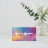Fancy Script Regenboog Vervaging Chic Elegant Kleu Visitekaartje (Staand voorkant)