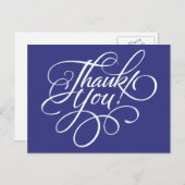 Fancy script Royal Blue bedankkaart Briefkaart (Voorkant / Achterkant)