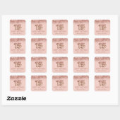 Fancy script roze glitter Happy 15th Birthday Vierkante Sticker (Vel)