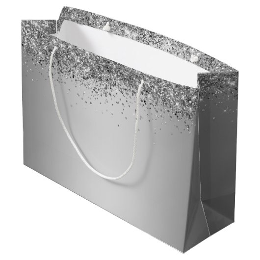 Fancy script roze glitter Happy 16th Birthday Groot Cadeauzakje (Achterkant Gekanteld)