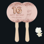Fancy script roze glitter Happy 16th Birthday Handwaaier<br><div class="desc">Meisjes glitter,  milleniumroze achtergrond,  met fancy manuscriptnaam typografie. Faux roos gold 16 ballontekst. Geweldig voor 16 mooie feestjes.</div>