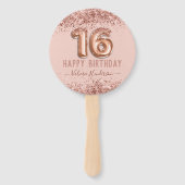 Fancy script roze glitter Happy 16th Birthday Handwaaier (Voorkant)