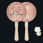 Fancy script roze glitter Happy 16th Birthday Handwaaier<br><div class="desc">Meisjes glitter,  milleniumroze achtergrond,  met fancy manuscriptnaam typografie. Faux roos gold 16 ballontekst. Geweldig voor 16 mooie feestjes.</div>