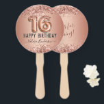 Fancy script roze glitter Happy 16th Birthday Handwaaier<br><div class="desc">Meisjes glitter,  milleniumroze achtergrond,  met fancy manuscriptnaam typografie. Faux roos gold 16 ballontekst. Geweldig voor 16 mooie feestjes.</div>