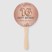 Fancy script roze glitter Happy 16th Birthday Handwaaier (Voorkant)