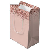 Fancy script roze glitter Happy 16th Birthday Medium Cadeauzakje (Achterkant Gekanteld)