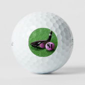 Fancy Script Roze Golfbal Gepersonaliseerde Monogr Golfballen (Voorkant)
