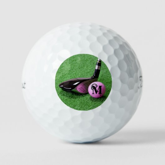 Fancy Script Roze Golfbal Gepersonaliseerde Monogr Golfballen (Voorkant)