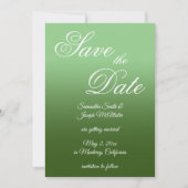 Fancy script Sage and Forest Green Ombre Save The Date (Voorkant)