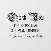 Fancy Script Small Business Support "Hartelijk dan Raamsticker (Vel)