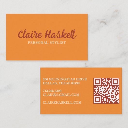 Fancy Script True Autumn Minimalistische moderne Q Visitekaartje (Voorkant / Achterkant)