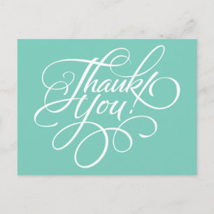 Fancy script turquoise bedankkaart briefkaart