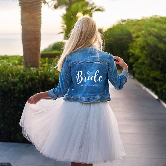 Fancy Script Typografie | Persoonlijke Bruid  Denim Jacket