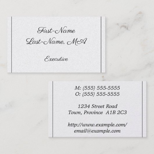 Fancy, script, uitvoerend Visitekaartje (Voorkant / Achterkant)