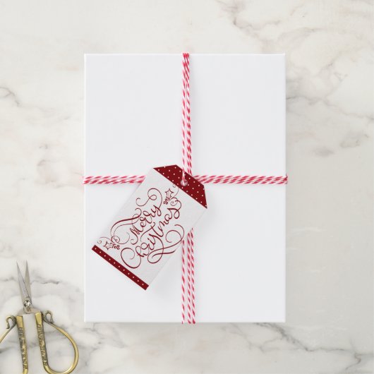 Fancy script voor fijne kerst cadeaulabel (Met Touw)