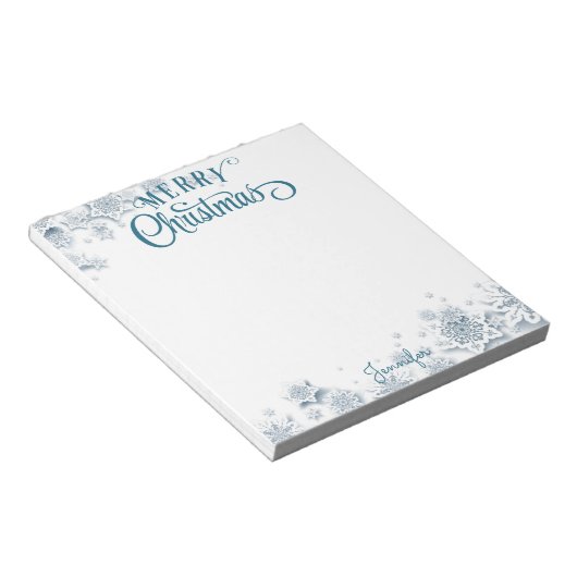 Fancy script voor fijne kerst, sneeuwnaam notitieblok (Schuin)