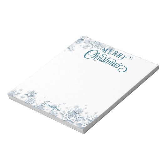 Fancy script voor fijne kerst, sneeuwnaam notitieblok (Linkerzijde)