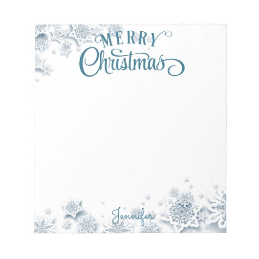 Fancy script voor fijne kerst, sneeuwnaam notitieblok (Voorkant)