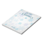 Fancy script voor fijne kerst, sneeuwnaam notitieblok (Linkerzijde)