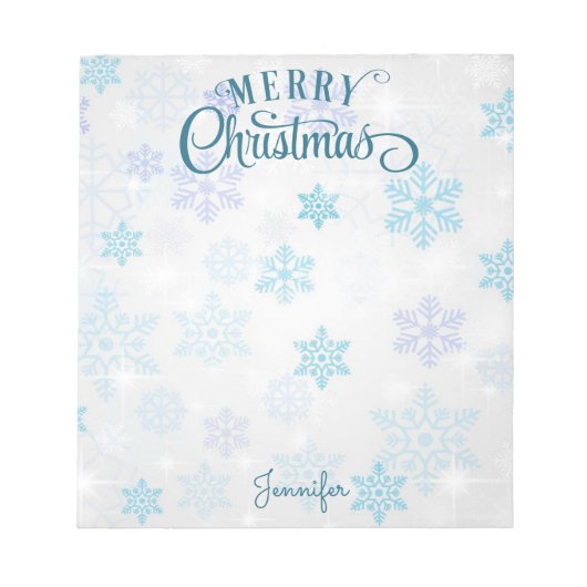 Fancy script voor fijne kerst, sneeuwnaam notitieblok (Voorkant)