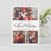 Fancy script voor meest feestkerst, legant 3 foto feestdagenkaart (Staand voorkant)