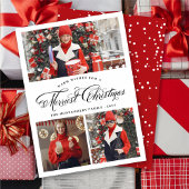Fancy script voor meest feestkerst, legant 3 foto feestdagenkaart