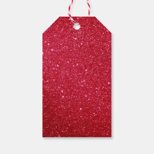 Fancy script voor prettige kerst, rood glitter cadeaulabel (Achterkant)