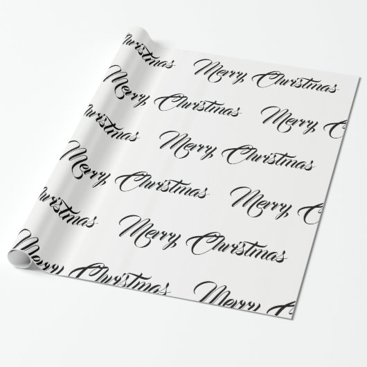 Fancy script voor witte en zwarte kerst cadeaupapier (Uitgerold)