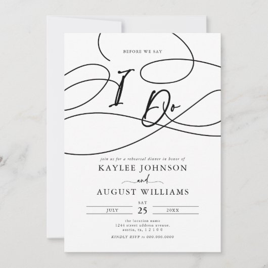 Fancy script voordat we zeggen "ik doe" repetitie  kaart (Voorkant)