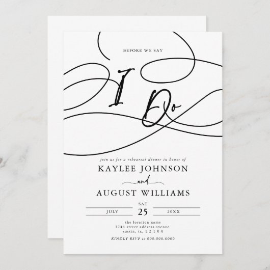 Fancy script voordat we zeggen "ik doe" repetitie  kaart (Voorkant / Achterkant)