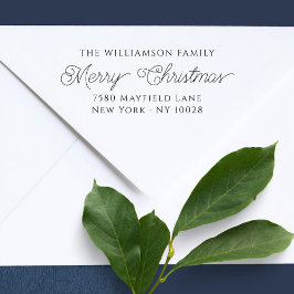 Fancy script | Vrolijk kerstfeest | Retouradres Zelfinktende Stempel