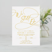 Fancy Script "We Still Do" Wedding Vow Renewal Folie Uitnodiging (Staand Voorkant)