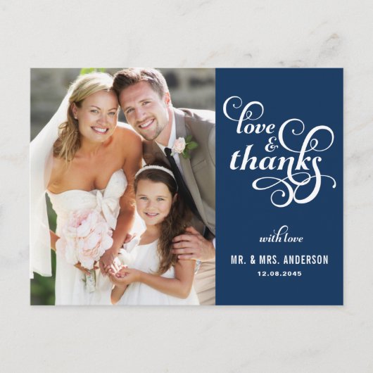 Fancy Script Wedding Hartelijk dank Briefkaart | m (Voorkant)