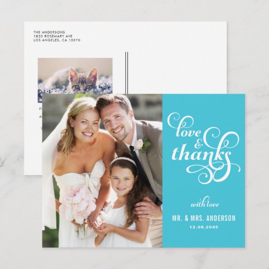 Fancy Script Wedding Hartelijk dank Briefkaart |Tu (Voorkant / Achterkant)