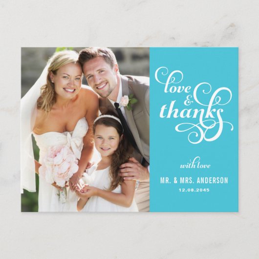 Fancy Script Wedding Hartelijk dank Briefkaart |Tu (Voorkant)