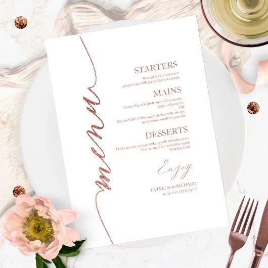 Fancy Script Wedding Menu Card voor Bord