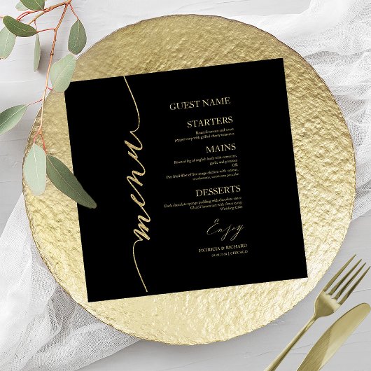 Fancy Script Wedding Menu Card voor Bord Kaart