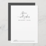 Fancy Script Wedding Well Wishes Advice Kaart<br><div class="desc">Deze fancy scriptbruiloft wenst een goede advieskaart voor een moderne bruiloft. Het eenvoudige en elegante ontwerp kenmerkt klassieke en fancy manuscripttypografie in zwart-wit. Deze kaarten zijn perfect voor een bruiloft, vrijgezellenfeest, baby shower, graduatiedag en nog veel meer. Pas de kaarten aan met de namen van de bruid en de bruidegom,...</div>